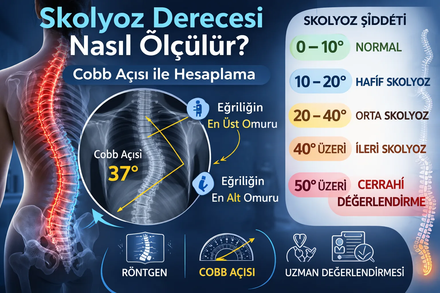 Skolyoz Derecesi Nasıl Ölçülür? (Cobb Açısı Hesaplama)
